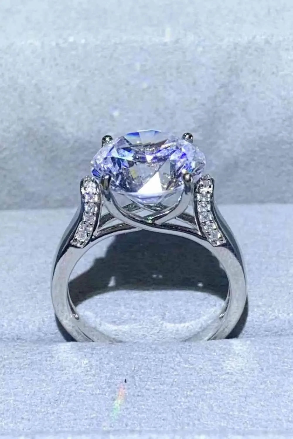 5 Carat Moissanite Platinum-Plated Ring Silver Moissanite - Tophatter Daily Deals